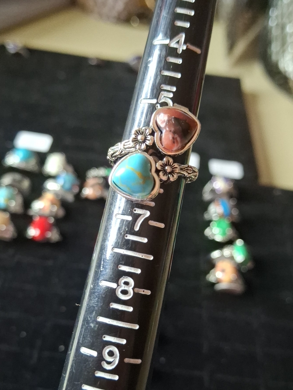 Turquoise & Brown Stone Silver Ring Sz 6 New